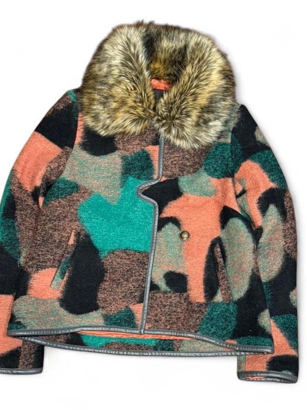 Y2K Lady Angel Faux Fur Hooded Multicolor Cardigan Sweater
